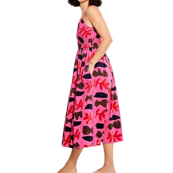 Maxi dress in fuschia prints with side pockets - Picture 3 of 3